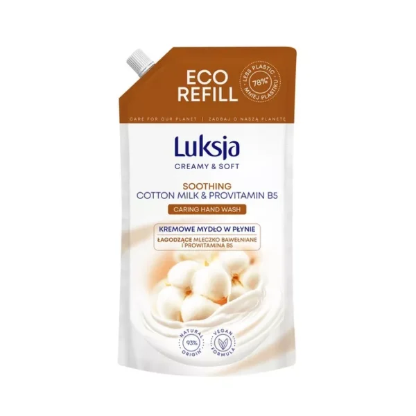 Luksja Creamy Soft Kremowe mydło w płynie Cotton & Witamina B5 900ml zapas